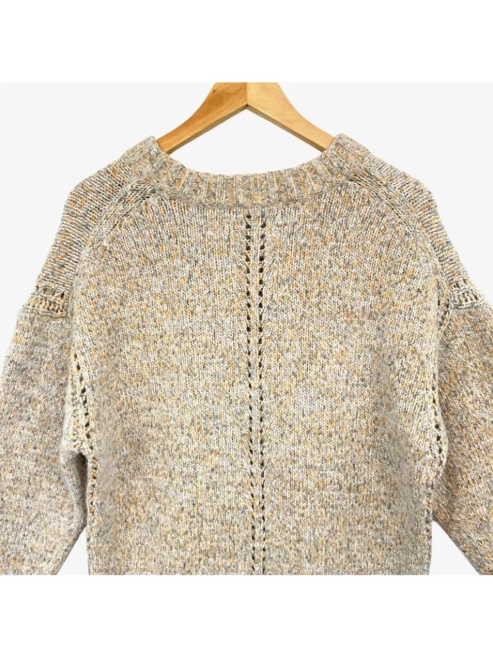 J.Crew Relaxed Pullover Sweater Womens Medium Beige Wool Alpaca Chunky Crew Neck